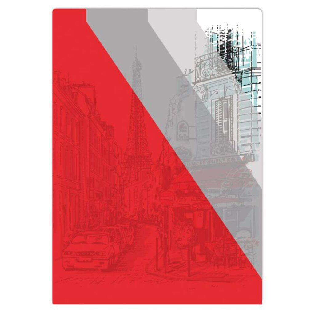 Папка уголок 3-х уровн. А4 "Париж" 220*310мм, пластик