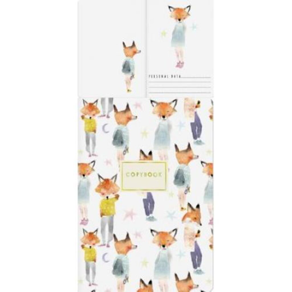 Тетрадь А5 40л кл. "Лисы", сшивка, беж.бумага, мат.лам.soft-touch