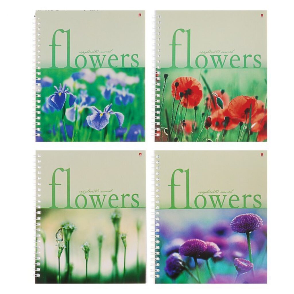 Тетрадь А5  80л кл. гребень Альт "Цветы" глянц.лам.