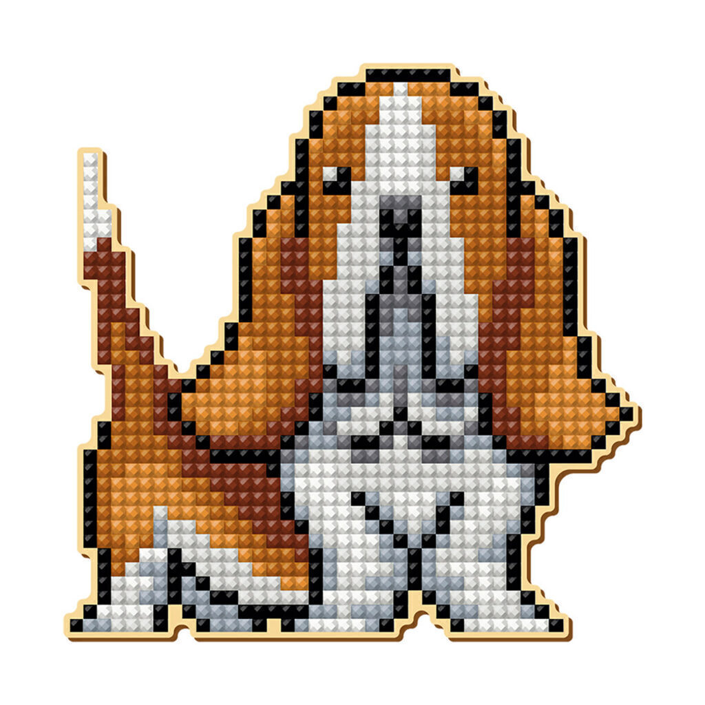 Мозаика алмазная по номерам 10*10см "Дружелюбный бассет" НА МАГНИТЕ