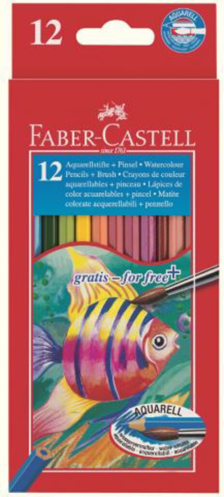 Карандаши цвет. акварельные 12цв  Faber-Castell  с кистью