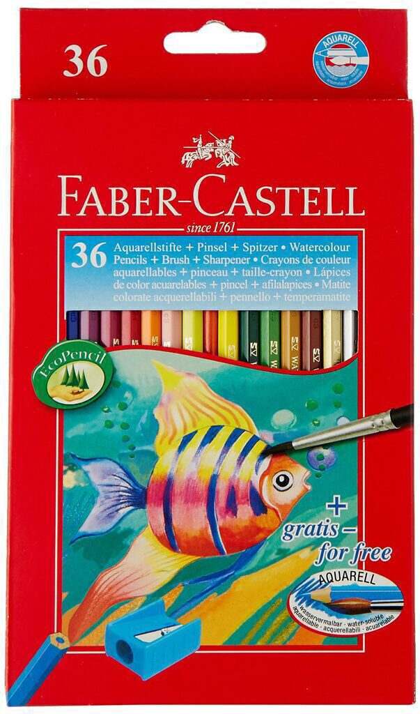 Карандаши цвет. акварельные 36цв "Faber-Castell" с кистью
