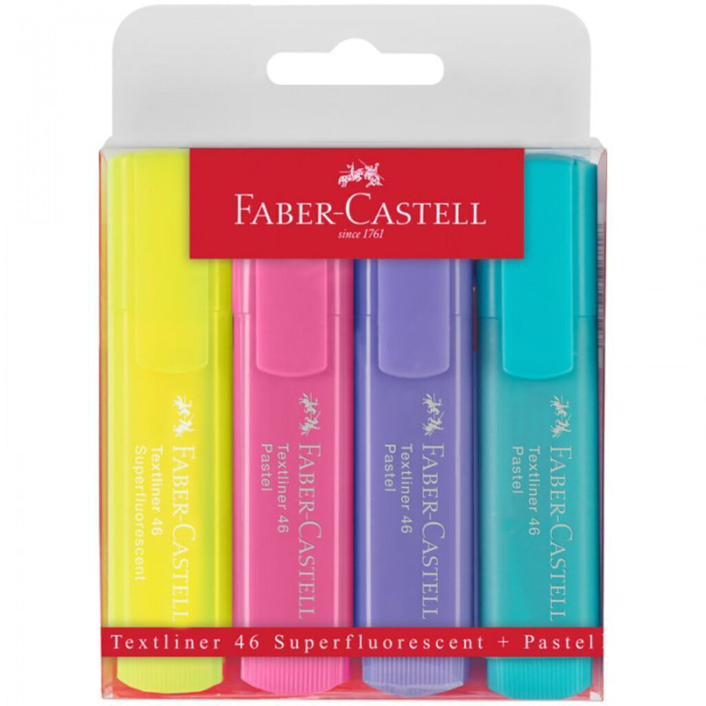 Набор текстовыделителей Faber-Castell "46 Superfluorescent+Pastel" 2 флуор.цв.+2 пастел.цв.