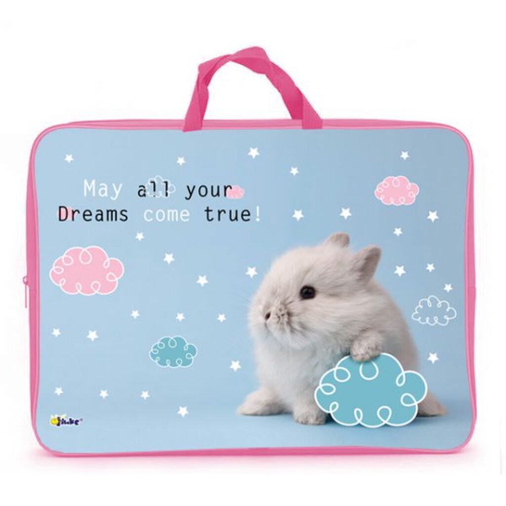 Папка А3 для менеджера широкая, ручка тканевая,  Зайка с тучкой