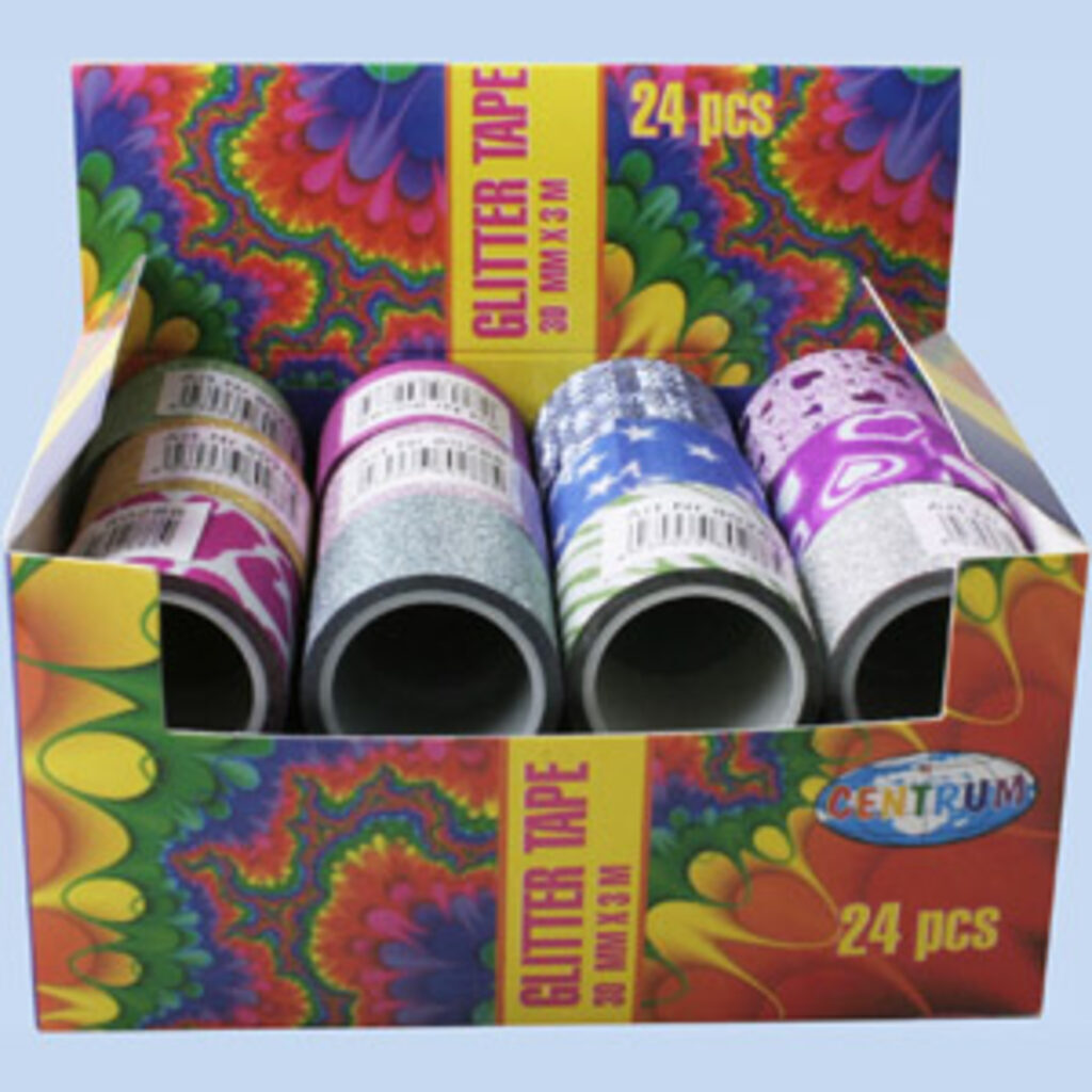 Скотч декоративный с блёстками, 30мм*3 метра, в дисплее