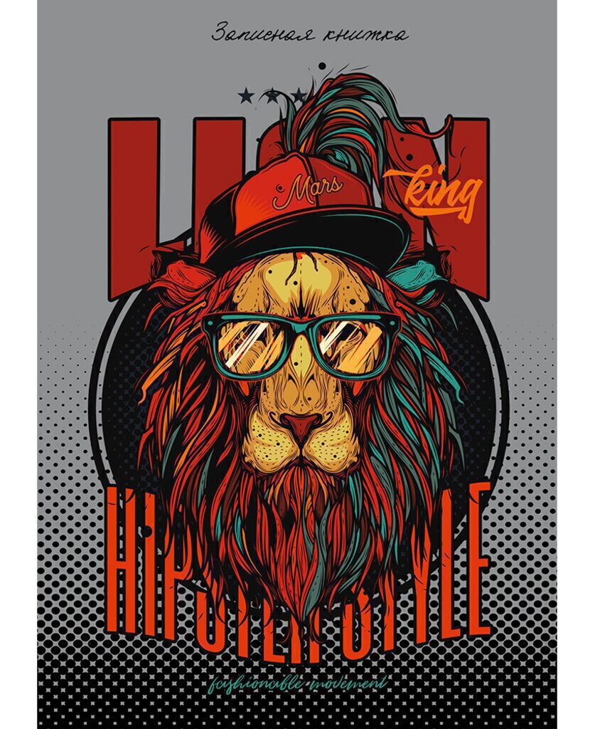 Блокнот А5 7БЦ  80л "Крутой лев" кл., глянц.лам., лен, серебро