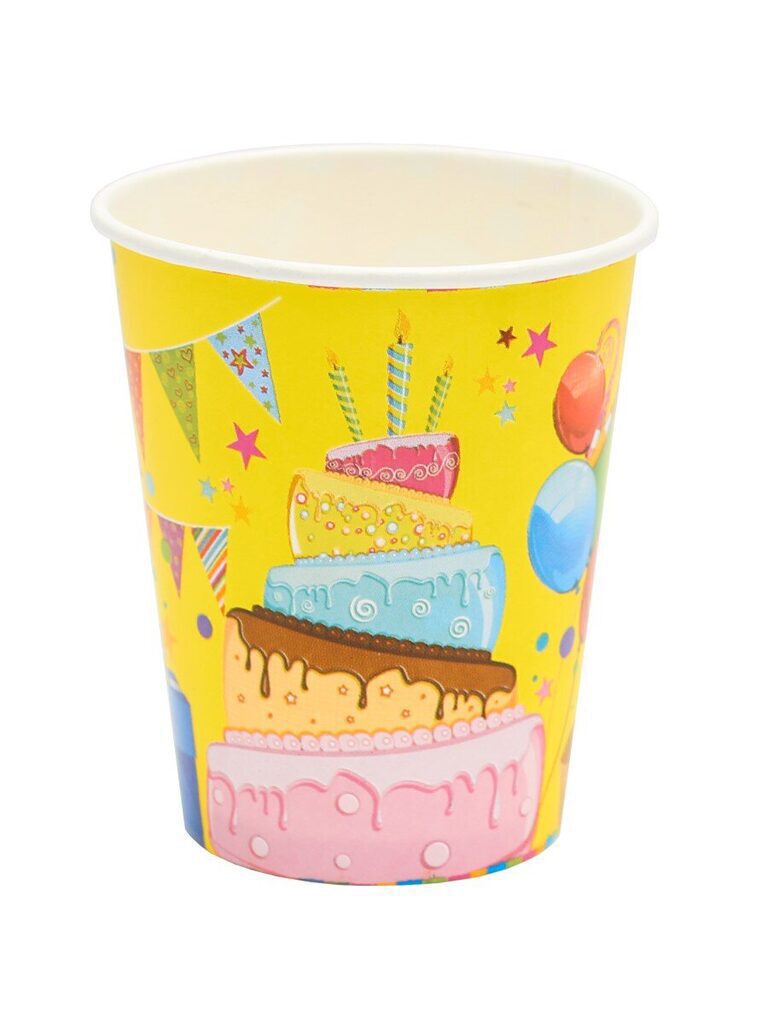 Стакан бум. "Весёлого Дня Рождения!" 225 мл, 6 шт. флоупак