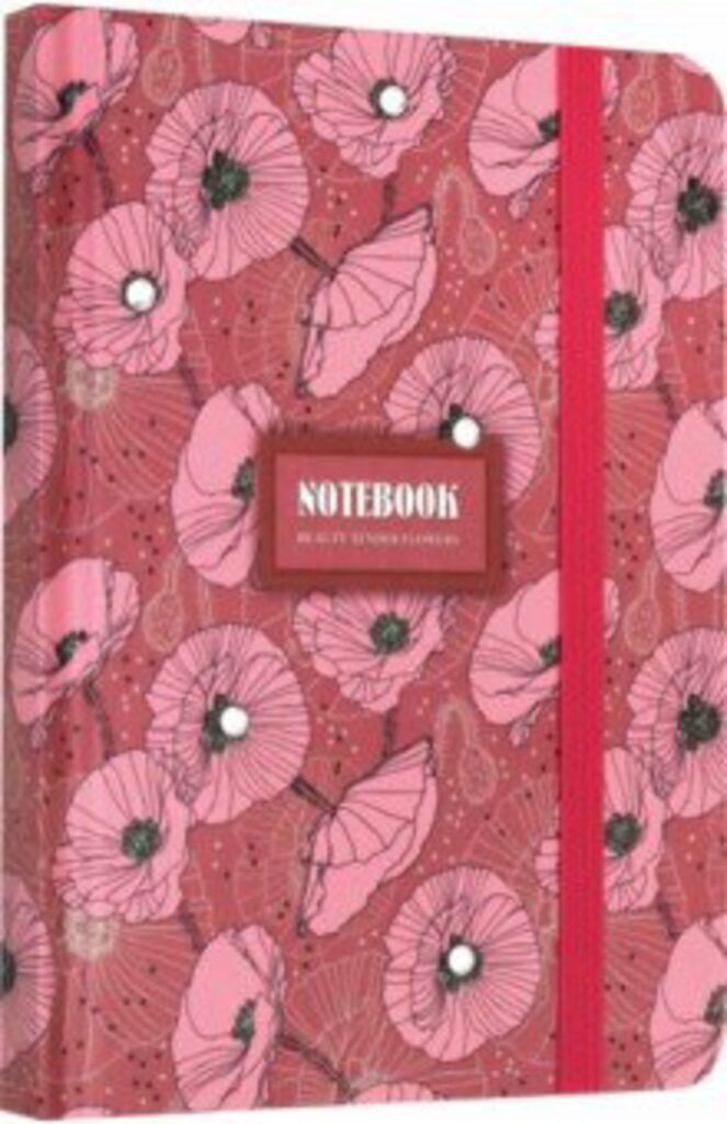 Записная книжка А6  80л. "Розовые маки" 7БЦ, мат.лам., стразы, резинка