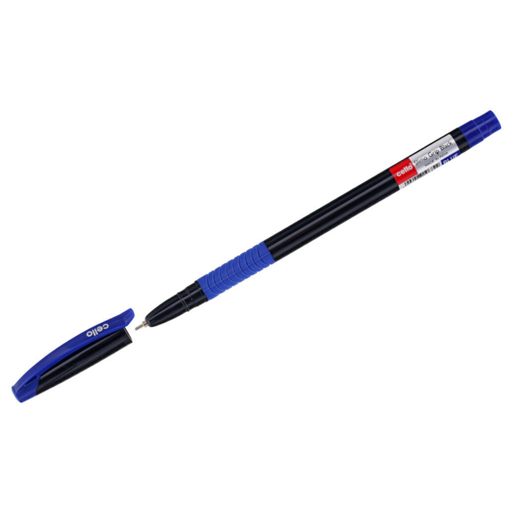 Ручка шар. Cello SLIMO GRIP BLACK BODY, синяя, 0,7мм, грип