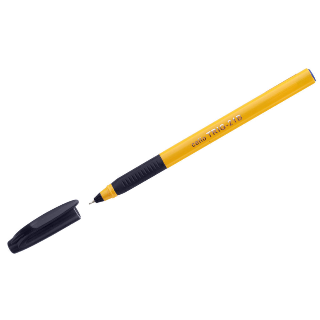Ручка шар. Cello TRI-GRIP YELLOW BARREL, черная, 0,7мм, грип