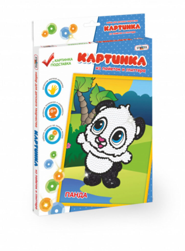 Аппликация из блёсток и пайеток "Панда" 5+