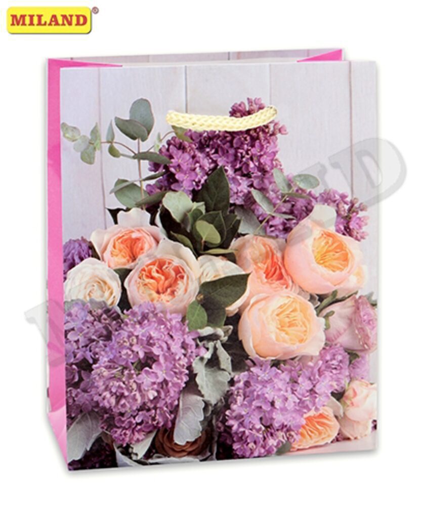 Пакет подар. бумажн. 11*14*6 см, Букет с красивыми цветами