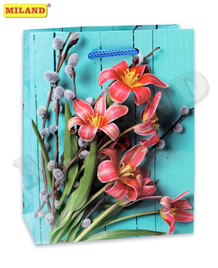 Пакет подар. бумажн. 11*14*6 см, Букет цветов