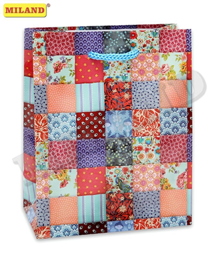 Пакет подар. бумажн. 11*14*6 см, Квадратный узор