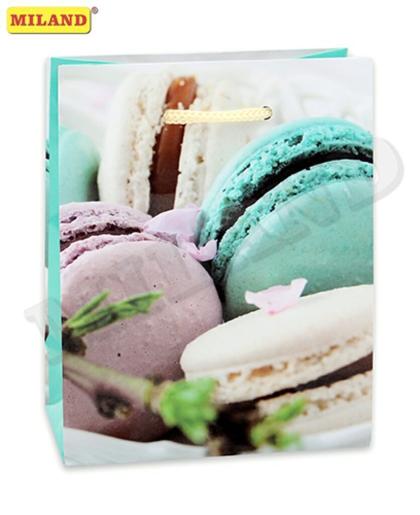 Пакет подар. бумажн. 11*14*6 см, Макаруны с цветком