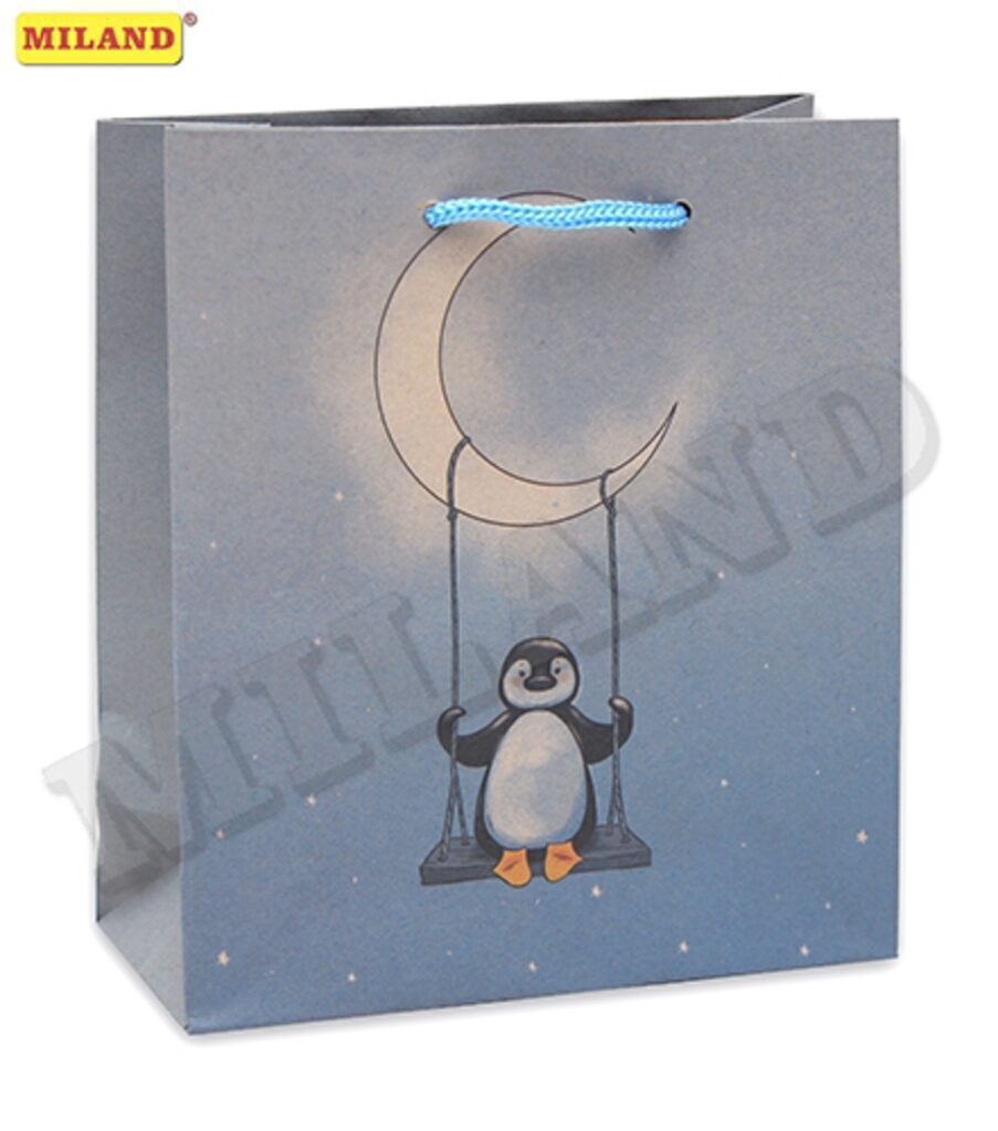 Пакет подар. бумажн. 11*14*6 см, Мистер пингвинчик Крафт