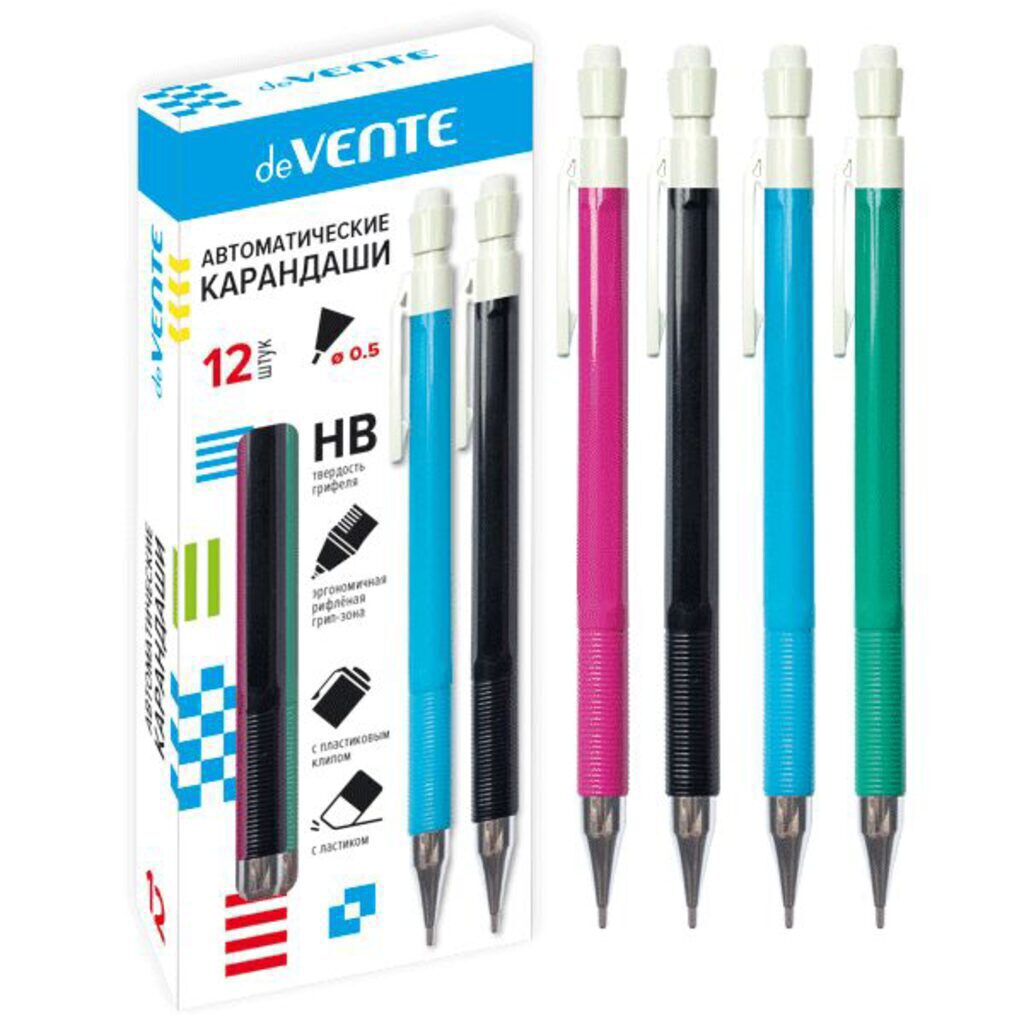 Карандаш механический 0,5мм deVENTE НВ, сластиком, корп. ассорти