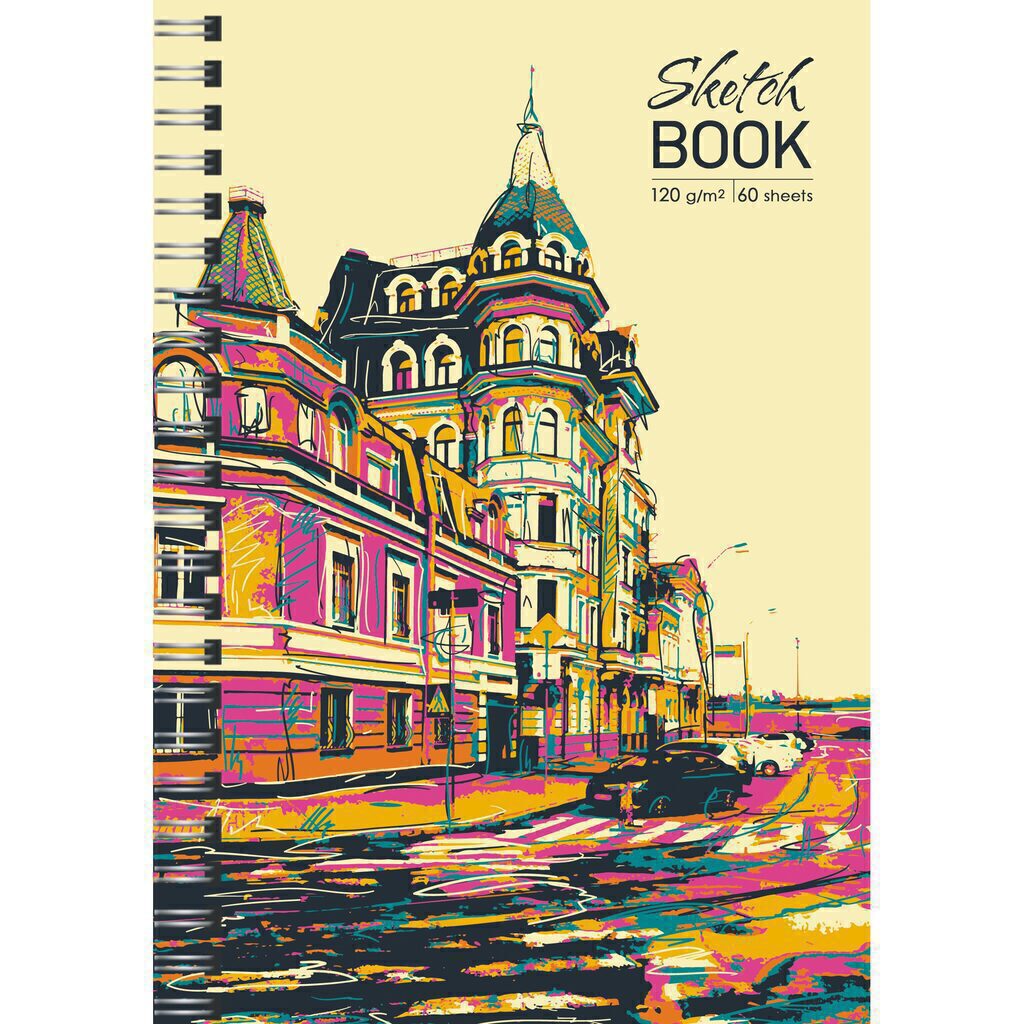 Скетчбук А5  60л., гребень, 120гр/м2 "SKETCHBOOK. On and on 5" тв.обложка, софт-тач
