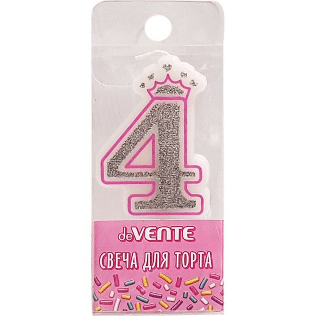Свеча-цифра "4" Розовая принцесса