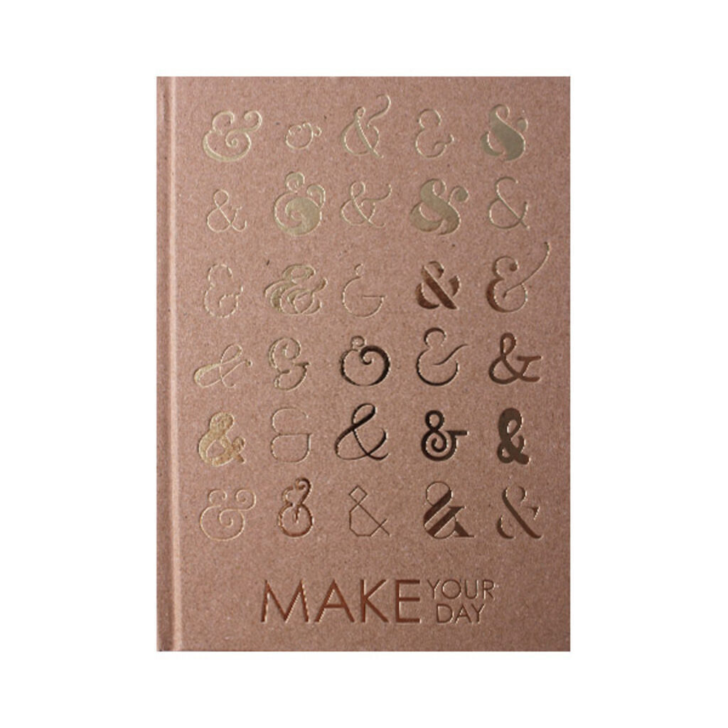 Записная книжка А5-  96л. "MakeYourDay. Дизайн 1" тв.пер., крафт, тисн.фольгой, 135*185