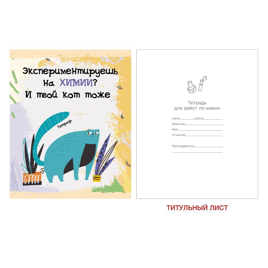 Тетрадь предметная А5 Химия, "Тетрадь кота" 48л, глянц.лам., кл.