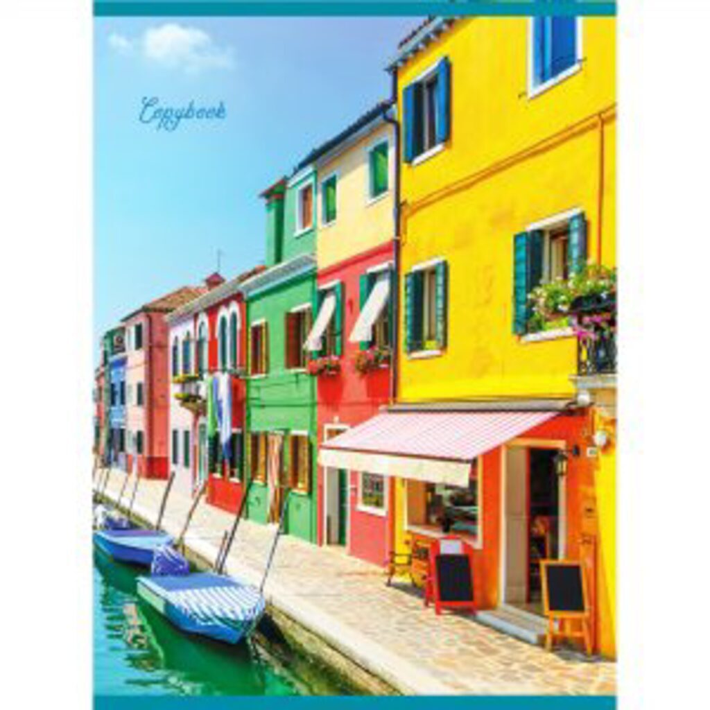 Тетрадь А4  48л кл. скрепка "Яркая архитектура" хромэрзац