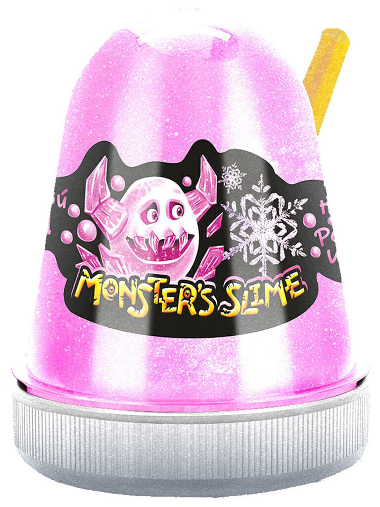 Слайм "Monster's Slime" 130гр цветной лед, розовый с  блестками