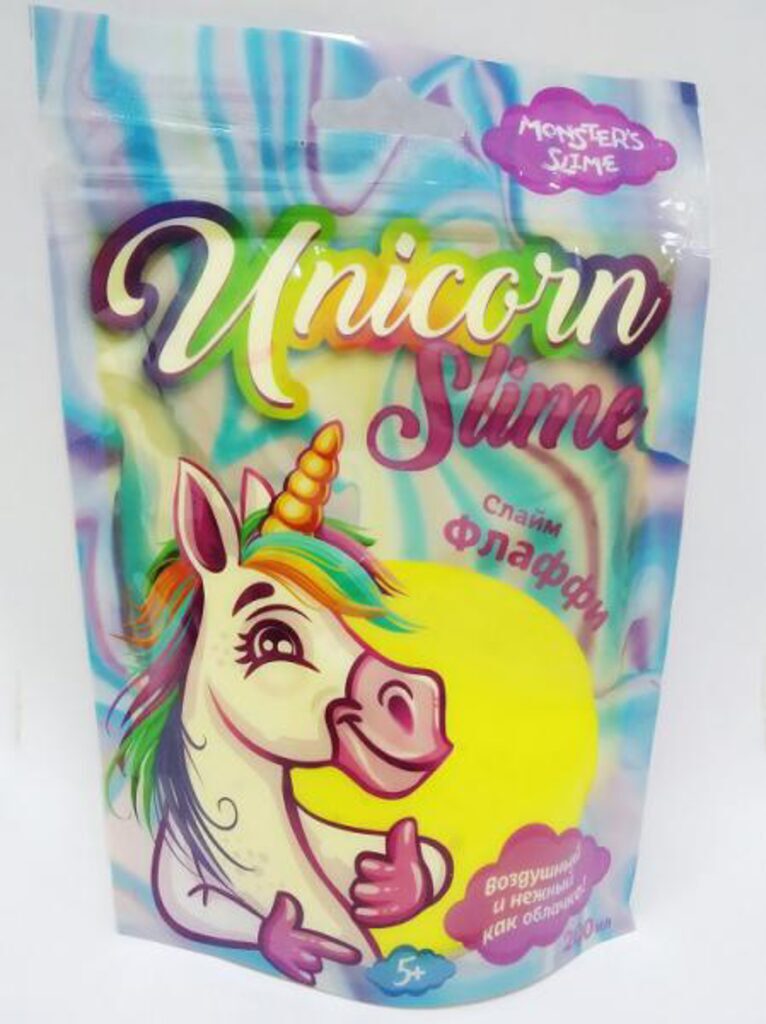 Слайм "Monster's Slime" 200гр Unicorn Fluffy, 5 цветов ассорти