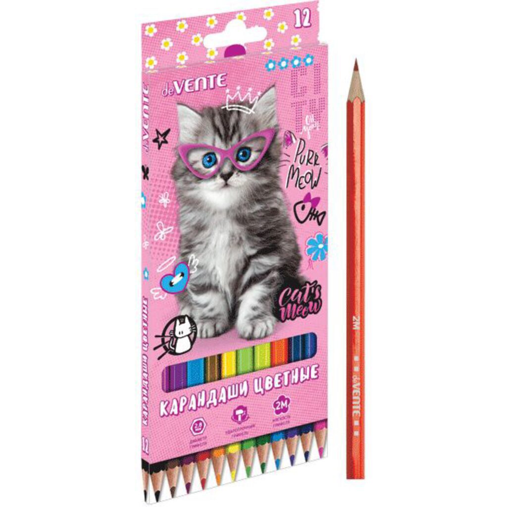 Карандаши цвет. 12цв "Purr Meow"  2М