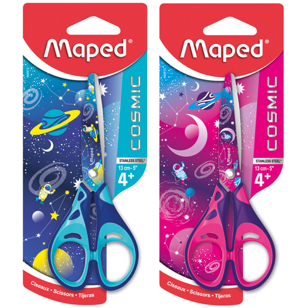 Ножницы детские MAPED "COSMIC KIDS" 13 cм симметричные, блистер, узор Космос