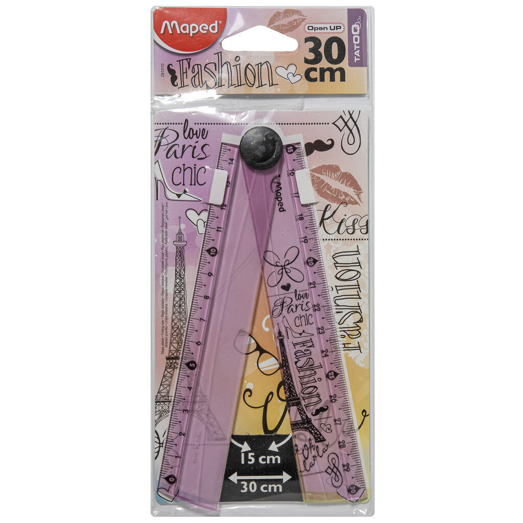 Линейка 15-30 см, TATOO складная, узор Париж