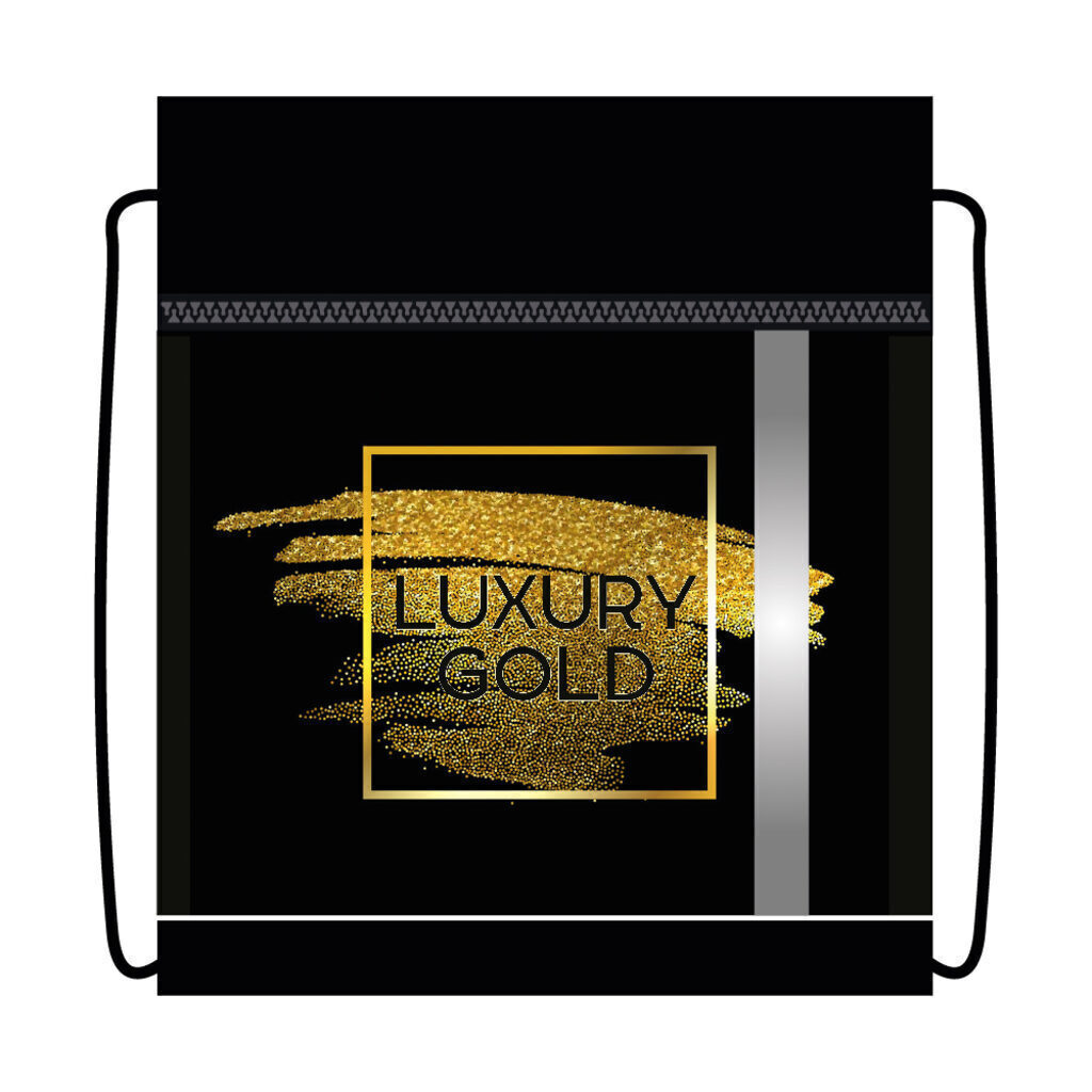 Мешок для обуви 1 отд, карман на молнии, 460*360, светоотр. Gold