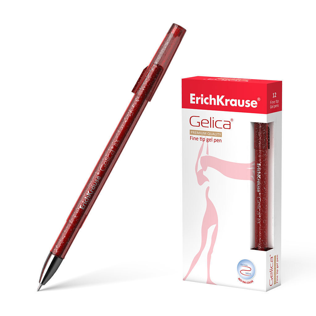 Ручка гелевая EK Gelica красная, 0,5мм, красный корпус