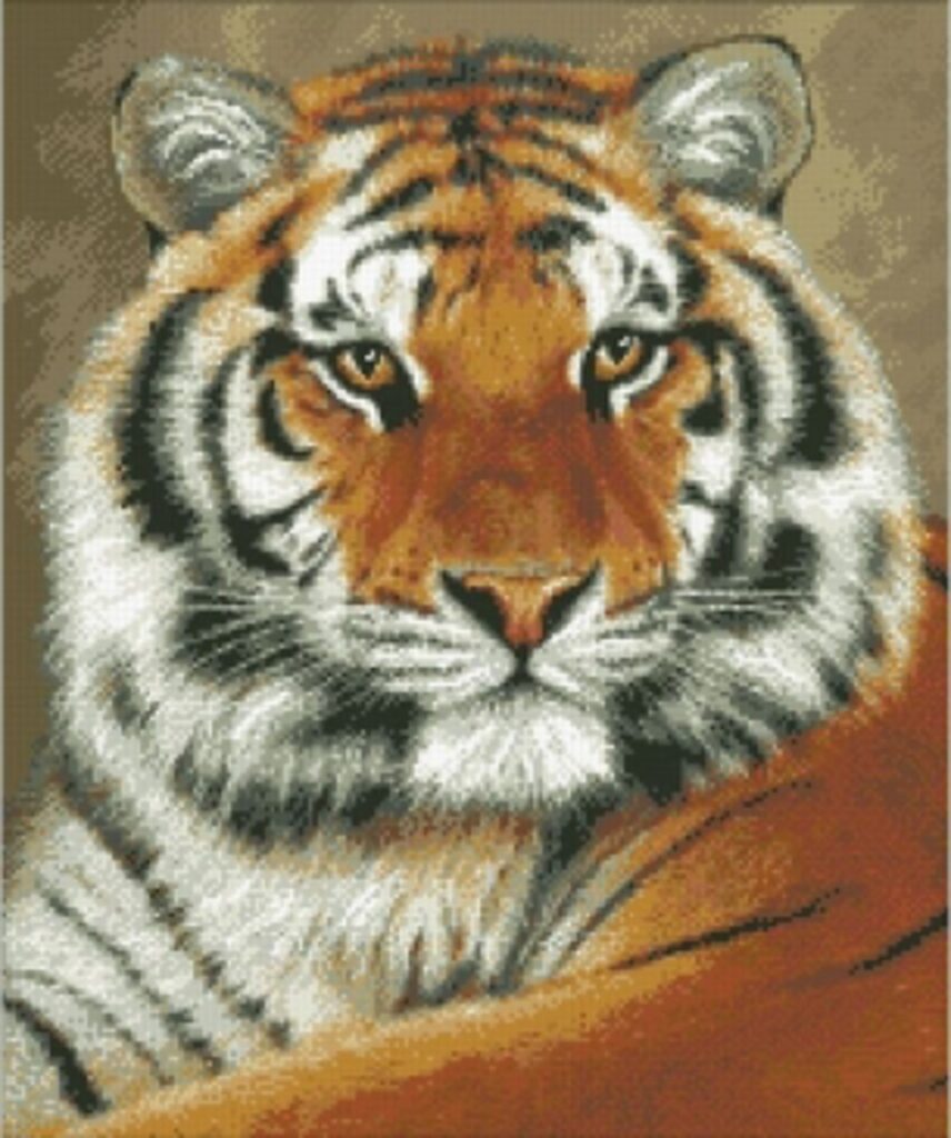 Мозаика алмазная по номерам 20*30см "Грозный тигр" с подрамником ЧАСТИЧНОЕ ЗАПОЛНЕНИЕ