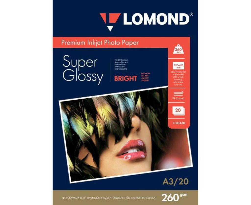 Фотобумага Super Glossy Bright LOMOND А5 260г, 20л, глянец