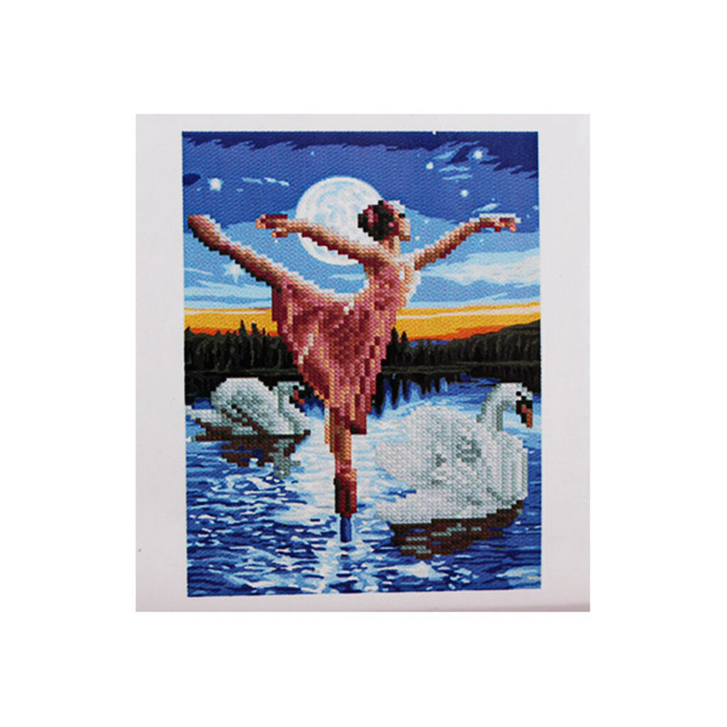 Мозаика алмазная по номерам 20*30см "Балерина и лебеди" на картоне ЧАСТИЧНОЕ ЗАПОЛНЕНИЕ