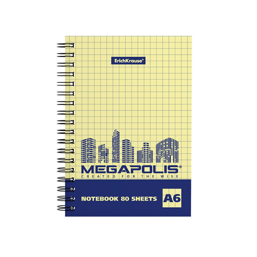 Блокнот А6  80л гребень "MEGAPOLIS"  Yellow Concept" клетка