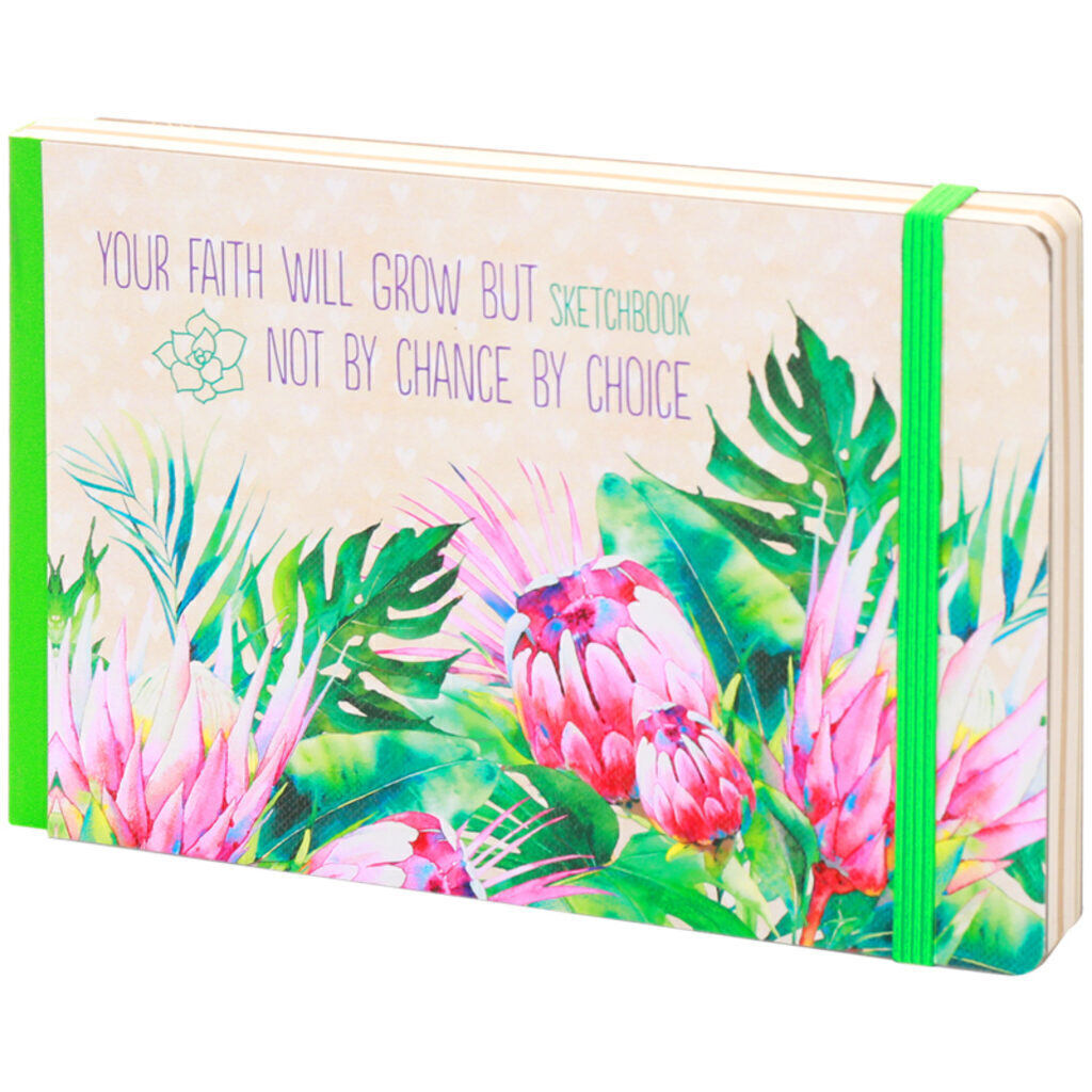 Скетчбук А5  80л., сшивка, 100гр/м2 "Bloomy garden" тв. обложка с карманом, тон. блок