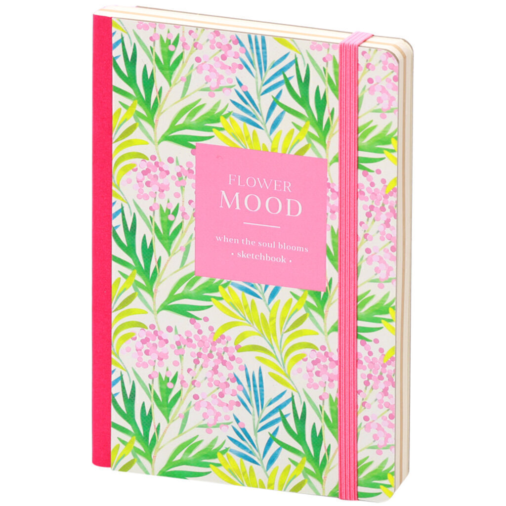 Скетчбук В6  80л., сшивка, 100гр/м2 "Flower mood" тв. обложка с карманом, тон. блок