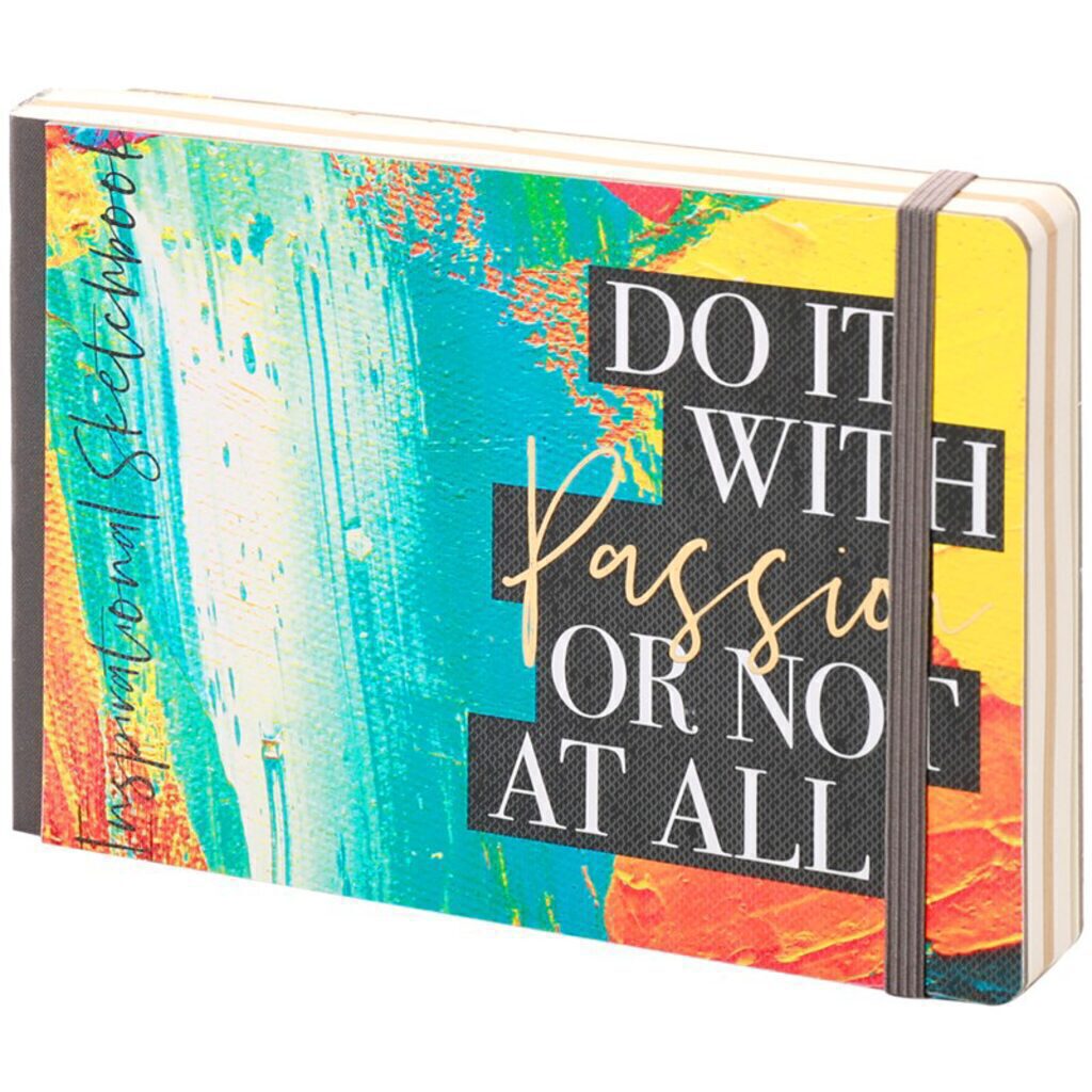 Скетчбук В6  80л., сшивка, 100гр/м2 "Passion for art" тв. обложка с карманом, тон. блок