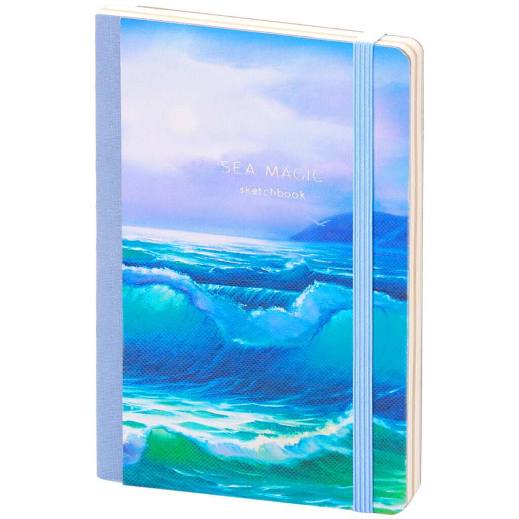 Скетчбук В6  80л., сшивка, 100гр/м2 "Sea magic" тв. обложка с карманом, тон. блок