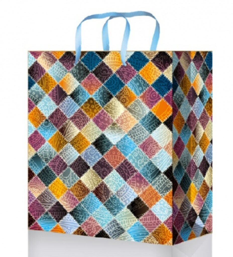Пакет подар. бумажн. 11*14*6 см, Разноцветные ромбики