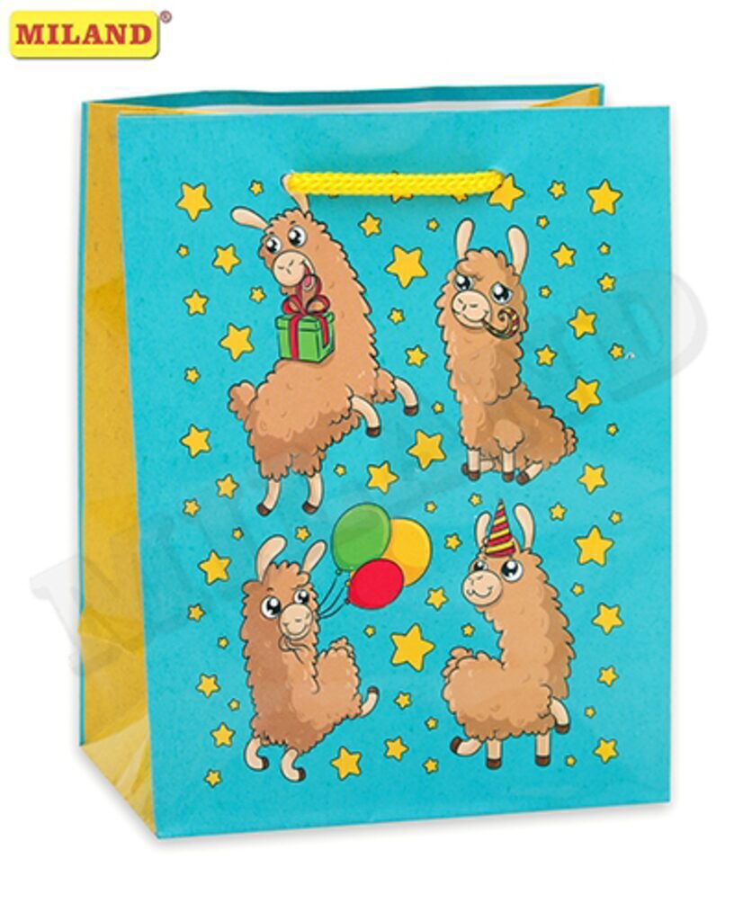 Пакет подар. бумажн. 11*14*6 см, Праздничные ламы