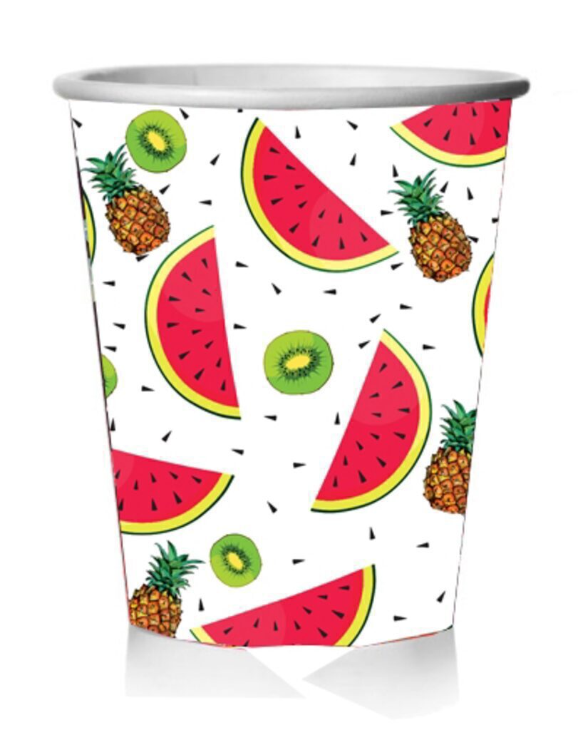 Стакан бум. "Арбузы-киви" 250 мл, 6 шт.