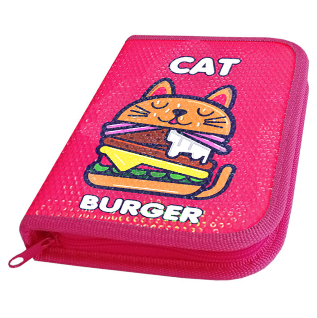 Пенал 1 отд. с откидной пл. (190*130)   Cat burger, дизайн на пайетках