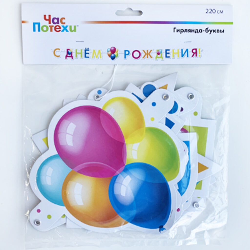Гирлянда "С Днем Рождения" 220 см. (Шары)
