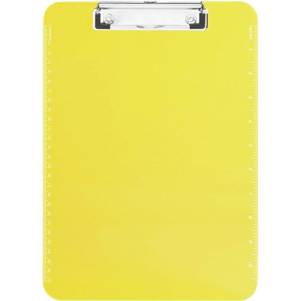Клипборд А4, Monochrome желтый, пластик 2 мм, с линейкой