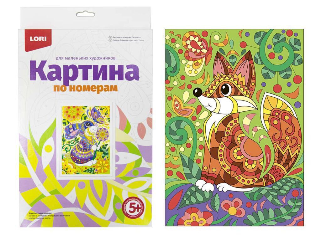 Живопись по номерам с акрилом 30*20см "Лисичка" картон