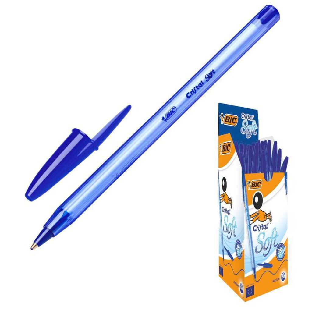 Ручка шар. BIC Cristal Soft, синяя, 1,2мм, тон. корпус