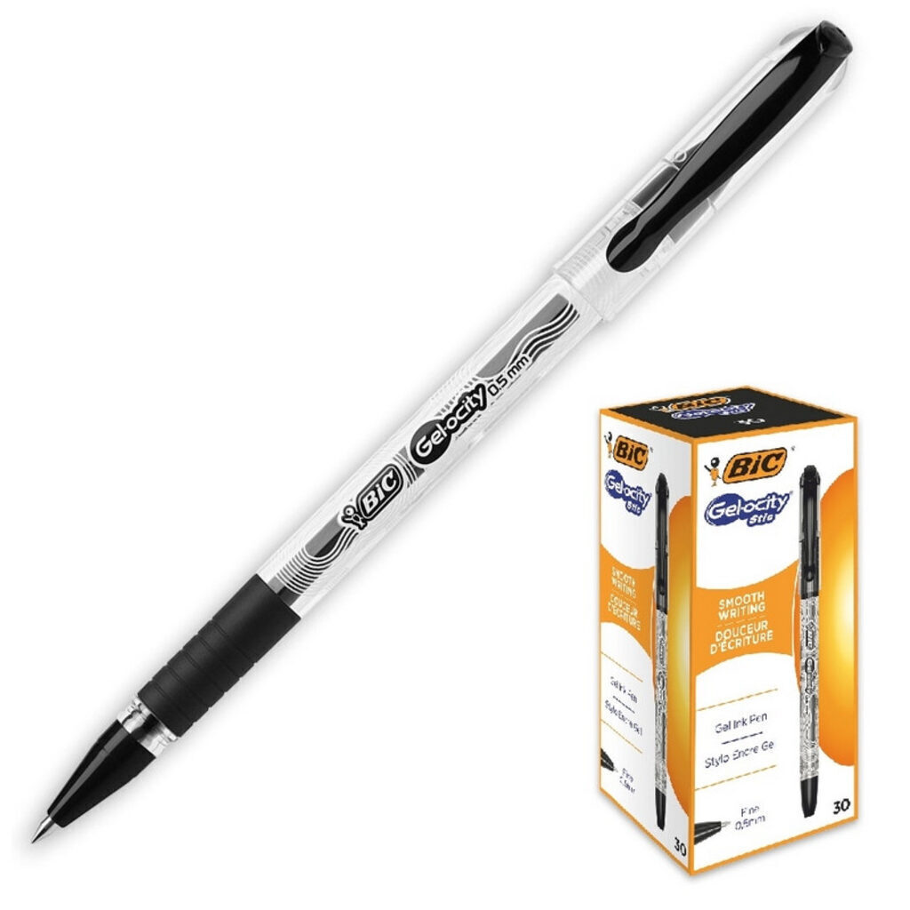 Ручка гелевая BIC GeloCity каучук. держатель, 0,5мм, чернила черные